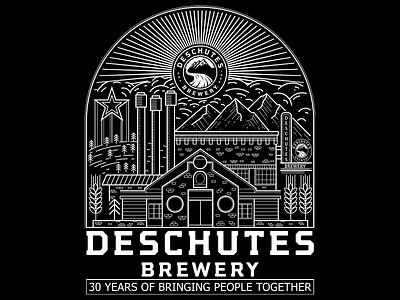 Deschutes Brewery - Anniversary tee adobe illustrator art beer branding bend oregon brand strategy brewery brewery branding brewery illustration deschutes brewery design illustration illustration art illustrator joeythunder merch merch design monoline monoweight oregon print