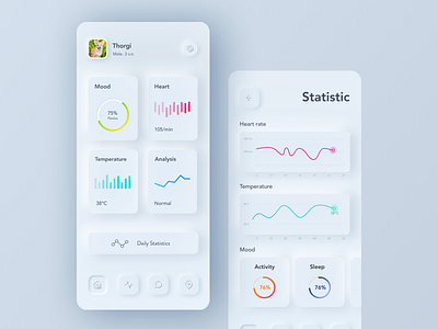 Pet Care App Skeuomorph app clean design health health app healthcare ios minimal mobile pet pet app pet care pets skeuomorph skeuomorph app skeuomorphic skeuomorphism ui