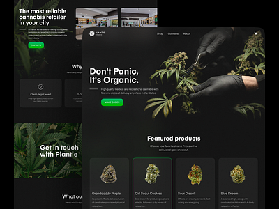 Cannabis E-Commerce Store Landing Page Design Concept cannabis cannabis packaging cbd concept design interface landing page leaf marihuana marijuana natural organic plants thc ui visual design ux web web design website weed