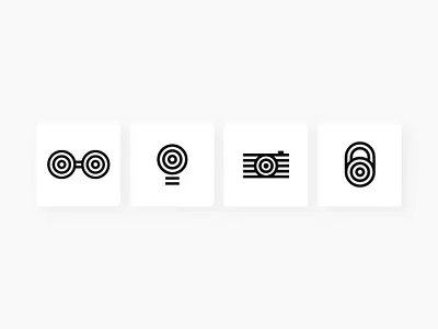 Opt Art Icons camera capture icon set icons idea illustration illustrator intelligent line line art lock op art pattern safety search security smart ui