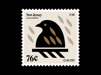 New Jersey Updated bird branch feathers finch goldfinch icon illustration logo nature new jersey philately postage stamp stamp state bird symbol tree