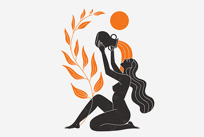 Aquarius aquarius astrology body esoteric girl illustration mystic nude vector woman zodiac