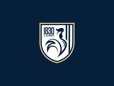 1830 Lanier badge chicken crest football gold logo modern navy poultry rooster soccer soccer badge soccer logo sports