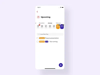 Timpler - Calendar Interactions agenda app browse calendar clean ios mobile swipe todo ui ux white