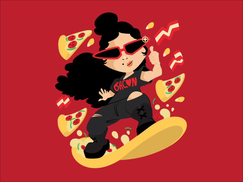 Pizza surfing adobe illustrator animated gif cartoon cartoon illustration children book illustration cute flat illustration vector vector art