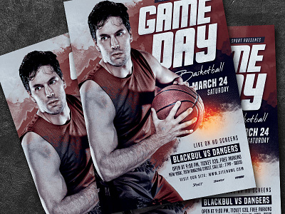 Game Day Basketball Flyer advertising ball basket basketball basketball flyer champion download event flyer match modern poster promotion psd slam dunk sport sport flyer streetball template