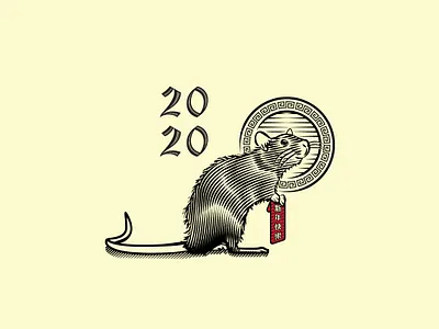 Year of the Rat 2020 2020 chinese chinese new year design drawing engraving illustration rat scratchboard taiwan vintage