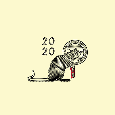 Year of the Rat 2020 2020 chinese chinese new year design drawing engraving illustration rat scratchboard taiwan vintage