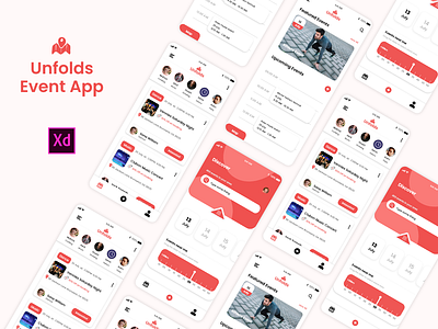 Unfolds Event App app event event app graphics design illustrator design logodesign mobile app design photoshop design sketchapp task app ui design ux design xd design