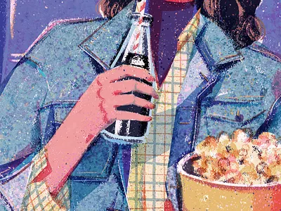 jeans girl blue coca cola girl illustration jeans movietheater popcorn togetherness