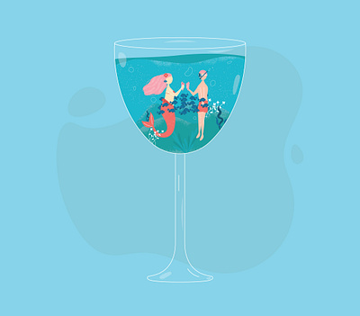 drinking underwater character characterdesign coral cup design flat illustraion illustrator mermaid nature sea texture vector water