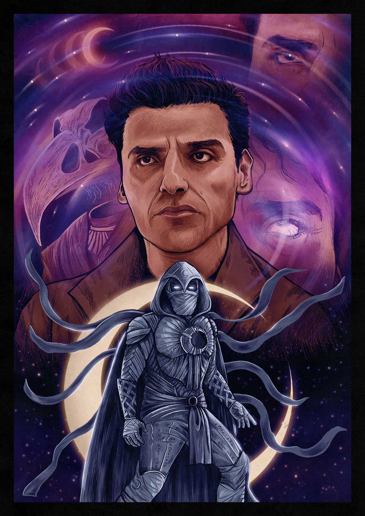 Moon Knight art digital art disney drawing film film poster illustration marvel moon knight portrait poster poster art wacom