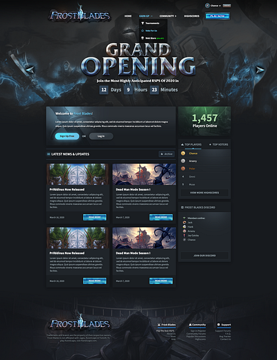 Frost Blades countdown game game art highscores mmorpg play now rsps web design web designer webdesign