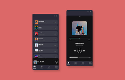 Music Player adobe xd dark ui music app music player player ui ux ui design