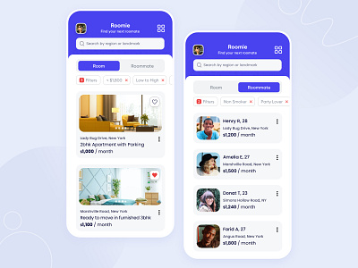 Find your next roommate - WIP airbnb app design find a room flat design flatmate interface ios iphone minimal mobile real estate app realestate room booking roommate roommates ui user experience ux