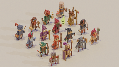 Adventure Mini-Figs - Character Classes 3d archer assassin asset characters chef druid engineer marksman mechanic monk musician pixel pixel art priest rpg trader voxel warlock wizard