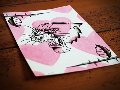 💕 Wither 💕 alana tomlin alanatomlin american traditional cat heart love painting panther tattoo traditional tattoo