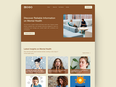 Mental health information - Home Page brown homepage informational landing page mental health psychiatry therapist ui web design