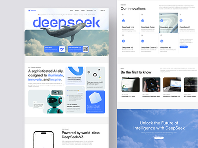 DeepSeek - Landing Page Redesign ai artifi artificial intelligence chat deepseek design landing page llm robot saas tech ui ux visual design