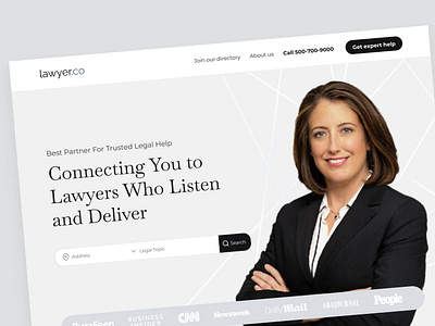 Legal Directory Homepage attorney consulting creative design directory homepage landing page law lawyer lawyer booking lawyer finding legal minimal modern trendy ui ui design web web design website