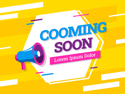 Flat Coming Soon Background - 1 ads advertising announcement bullhorn colorful coming soon design flat marketing megaphone promotion