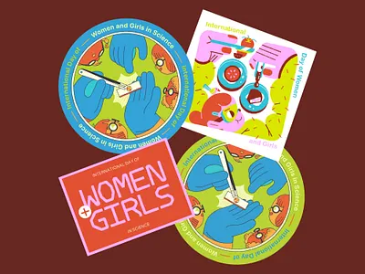 International Day of Women and Girls in Science character color girls illustration science stickers unesco women