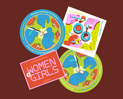 International Day of Women and Girls in Science character color girls illustration science stickers unesco women