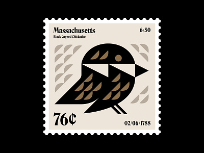 Massachusetts stamp updated bird birds chickadee icon illustration layout logo massachusetts nature new england philately postage stamp stamp symbol typography usa