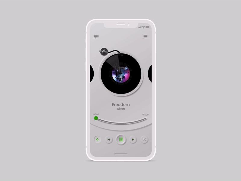 Neumorphic animated music player app microinteraction neumorphic skeumorphic skeumorphism ui uianimation uidesign uiux ux uxdesign