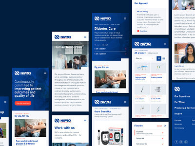 Nipro Europe clean design diabetes europe healthcare hospitals iphone layout medical mobile nurses pharma pharmaceutical products ui ux webdesign website