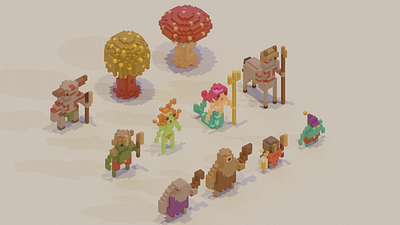 Adventure Mini-Figs - Primal 3d asset centaur cyclops dryad dwarf goblin mermaid minotaur ogre pixel rpg treant troll voxel