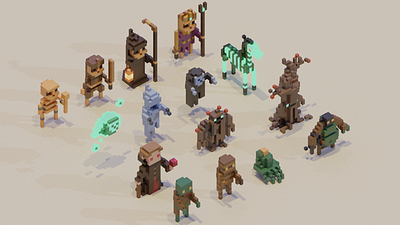 Adventure Mini-Figs - Undead 3d 8bit asset campire character ghost ghoul mobile pixel rpg undead voxel zombie