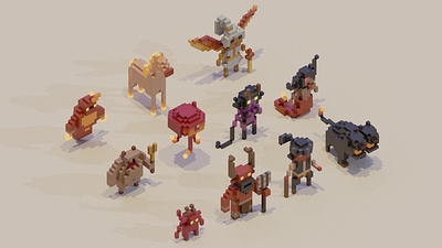 Adventure Mini-Figs - Infernal 3d art asset characters charactersdesign demon devil hell inferno pixel rpg video game videogame voxel