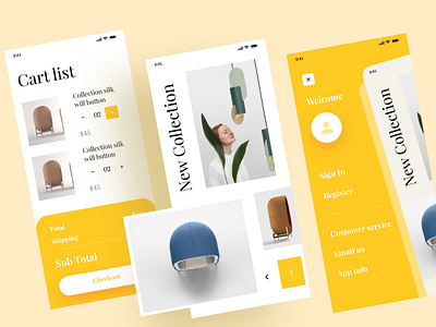 E-commerce ios apps screen app branding cart checkout design e commerce figma furniture interface ios listing product prototype screen shop ui ux web design