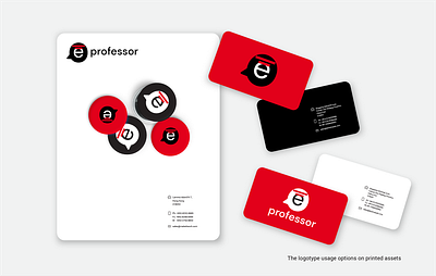 Distance learning platform branding black bubble e education identity language learning language school learning logo red white