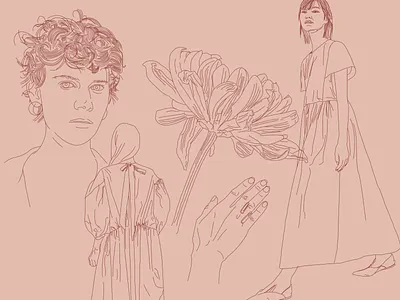 moodboard illustration dress fashion flower illustration moodboard romantic simonerocha style