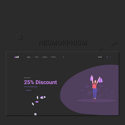 Onil UI design ecommerce landing page neumorphism trending ui website design