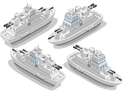 A set of warships. battle battleship boat cannon combat cruiser fleet frigate grey gun isometric marine maritime military naval navy ship vessel warship weapon