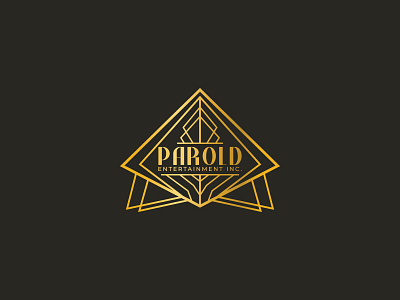 25 parold entertaiment inc artdeco badge buildings gold illustration logo monoline pyramid spaceship vector