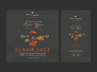 chinese new year banner for savemymonday artwork banner ads design digital fashion flash sale graphic graphic design greetings illustration lifestyle promotional promotional design raw rough rugged social media banner vector vintage web banner