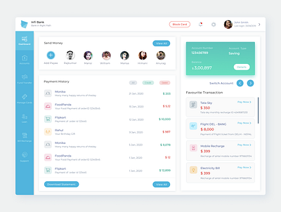 Banking Dashboard banking blue clean dashboard finance app landing page money app money management money transfer payment app product design transaction wallet