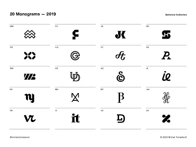 20 Monograms — 2019 collection lettermark logo logo design logofolio logotype mark monogram project symbol