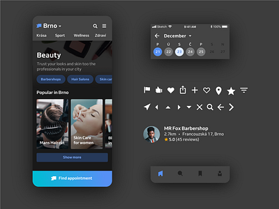 Reservio App Dark Mode 😎🌚📱 app ui appointment booking calendar dark dark app dark mode dark theme dark ui mobile app mobile app design mobile design mobile ui reservio touch bar ui ui design ui elements