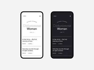 Dichotomous Woman branding copywriting editorial layout portfolio typography website