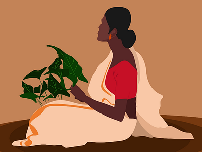 Think. app appillustratiion brown classic clean dark design dribbble flatillustration gold gold yellow green indian indianillustration kerala plant simpleillustration srijethart ui