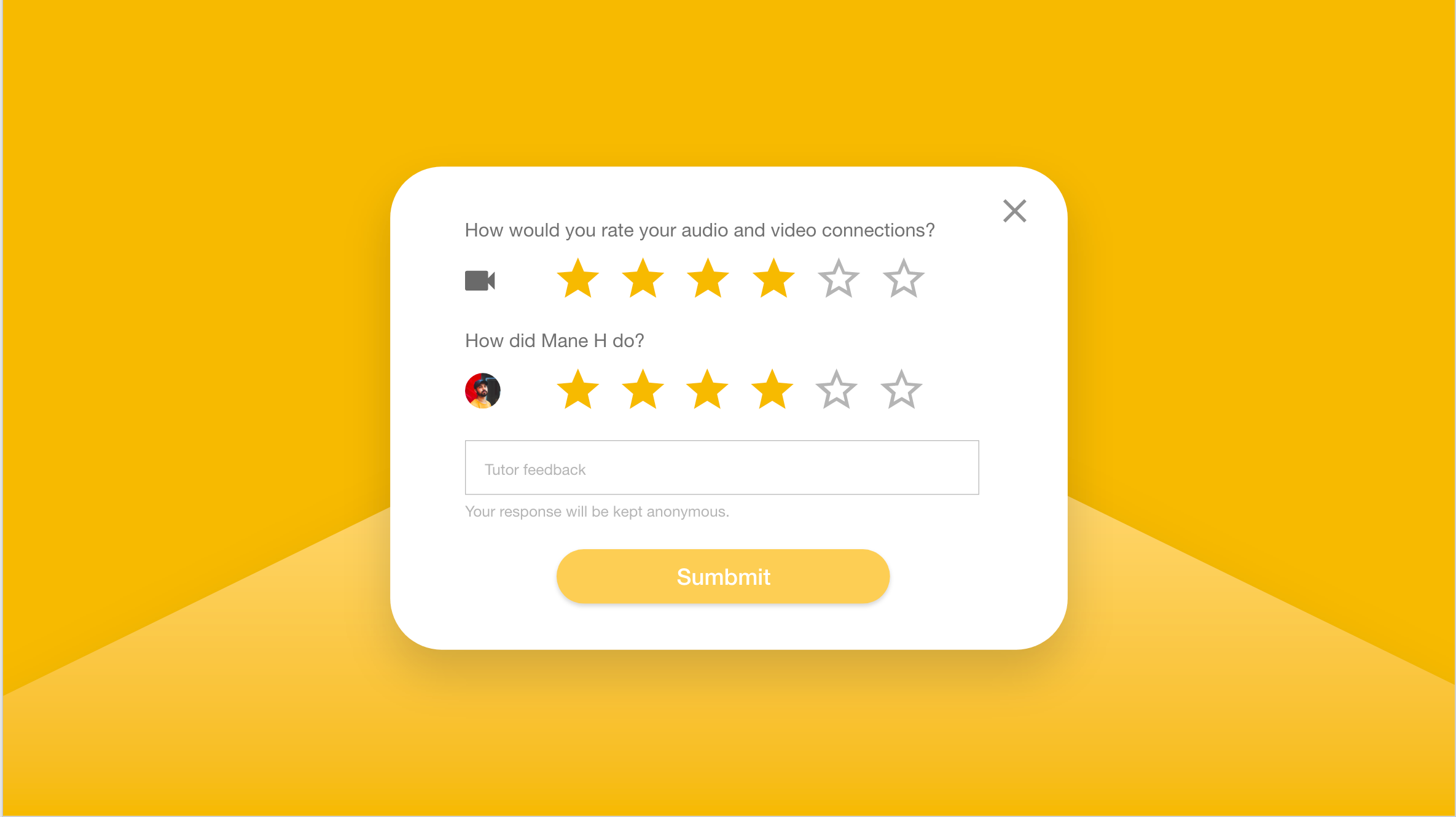 Example of #DailyUI 16 Pop-up | Rating
