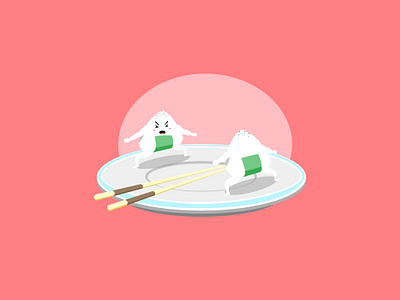 Sumo Onigiri affinity designer chopsticks cute design funny illustration japanese japanese food onigiri rice sumo sumowrestler vector wrestling