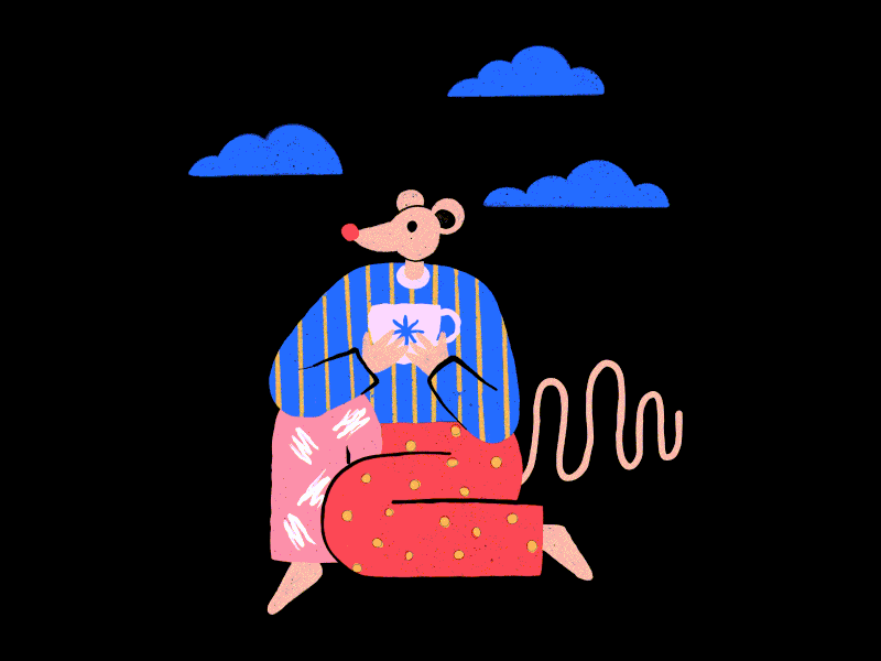 Funny mouse animated caracter christmas design gif illustration new year procreate