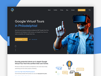 Momentum | Virtual Tour | Landing Page animation app branding button design illustration landing page motion photoshop stickers ui ui design ux design web design website