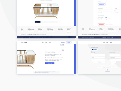 Cribby – Website account baby blue checkout crib design footer header navbar simple smart ui white